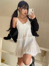Aiertu - Vintage Sweet Patchwork White Vest Dresses Summer New Fungus Camisole Dress for Women Y2k Sleeveless Loose Vestidos Mujer Aiertu