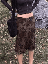 Aiertu - Mesh Floral Midi Skirt Aiertu