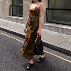 Aiertu - V Neck Floral Cami Maxi Dress Aiertu