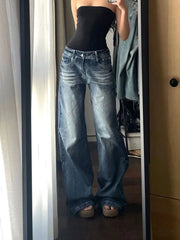 Aiertu Streetwear Y2K Jeans Women Loose Mid Waist Casual Denim Pants Vintage American Harajuku Lady All Match Trousers Spring New Aiertu
