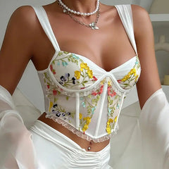 Aiertu - party look snspos Women's Sexy embroidery Lace Corset Fish Bone Chest Flower Embroidered Bra Women Strapless Lace Top Wrapped Chest Aiertu