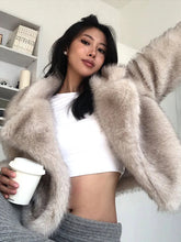 PICSGIRL - Elegant Solid Faux Fur Women Coat Full Sleeve Loose Lapel Lady Jacket Fashion Autumn Winter Warm Thicken Female Outwear Aiertu