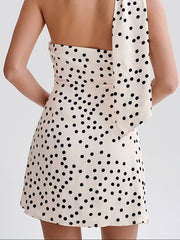Aiertu Satin Polka Dot Asymmetrical Dress shopify