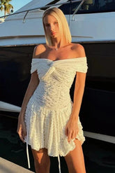 Aiertu - Off Shoulder Backless Bodycon Mini Dress Aiertu