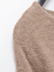 Aiertu - casual winter outfits Women Solid Knitted V-Neck Pullover 2024 Autumn Winter Long Sleeve Soft Basic Loose Sweater Lady Resilience Jumper Aiertu