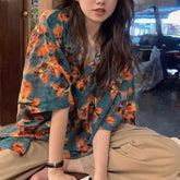 Aiertu - retro tie-dye short-sleeved shirt women's loose and versatile shirt summer new fashion personalized fried street top trendy Aiertu