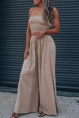 Aiertu - Casual Simplicity Solid Solid Color Strapless Sleeveless Two Pieces Aiertu