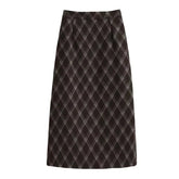 Aiertu - party look snspos 2025 New Women Spring Autumn Plaid Print Wrap Hips Skirts Fashion Ankle-Length Sexy Slim Pencil Preppy Style Girls Midi Skirt Aiertu