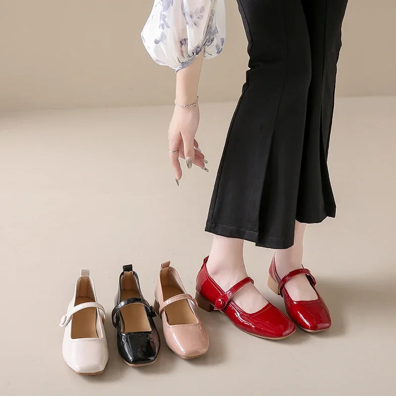 Aiertu - Spring and summer new low heel comfortable women's shoes square head fashion sexy casual solid color single shoes women Aiertu