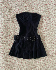 Aiertu - Mini Dress Retro Harajuku Blue Dress for Women Fashion Slim Sexy Summer Dress Suspender Zipper Gothic Denim Dresses Streetwear Aiertu