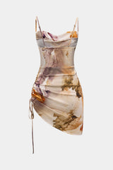 Aiertu Watercolor Print Ruched Sleeveless Mini Dress Aiertu