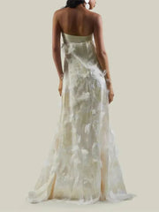 Aiertu - White Elegant Feathers Off Shoulder Strapless Maxi Dress Women Backless Wrapped Chest Loose Robes 2026 Wedding Party Dresses Aiertu
