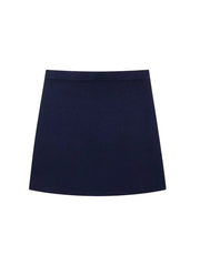 Aiertu Women Fashion Navy Blue Knitted Straight Mini Skirt Vintage High Elastic Waist Female Chic Lady Skirts Aiertu