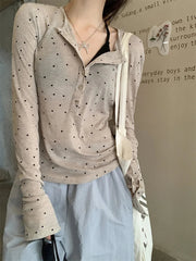 Aiertu - Sunscreen Loose T-Shirts Women Chic Casual Polka Dots Sunscreen Daily 2026 Office Lady High Street Slim Wide Leg Pants Aiertu