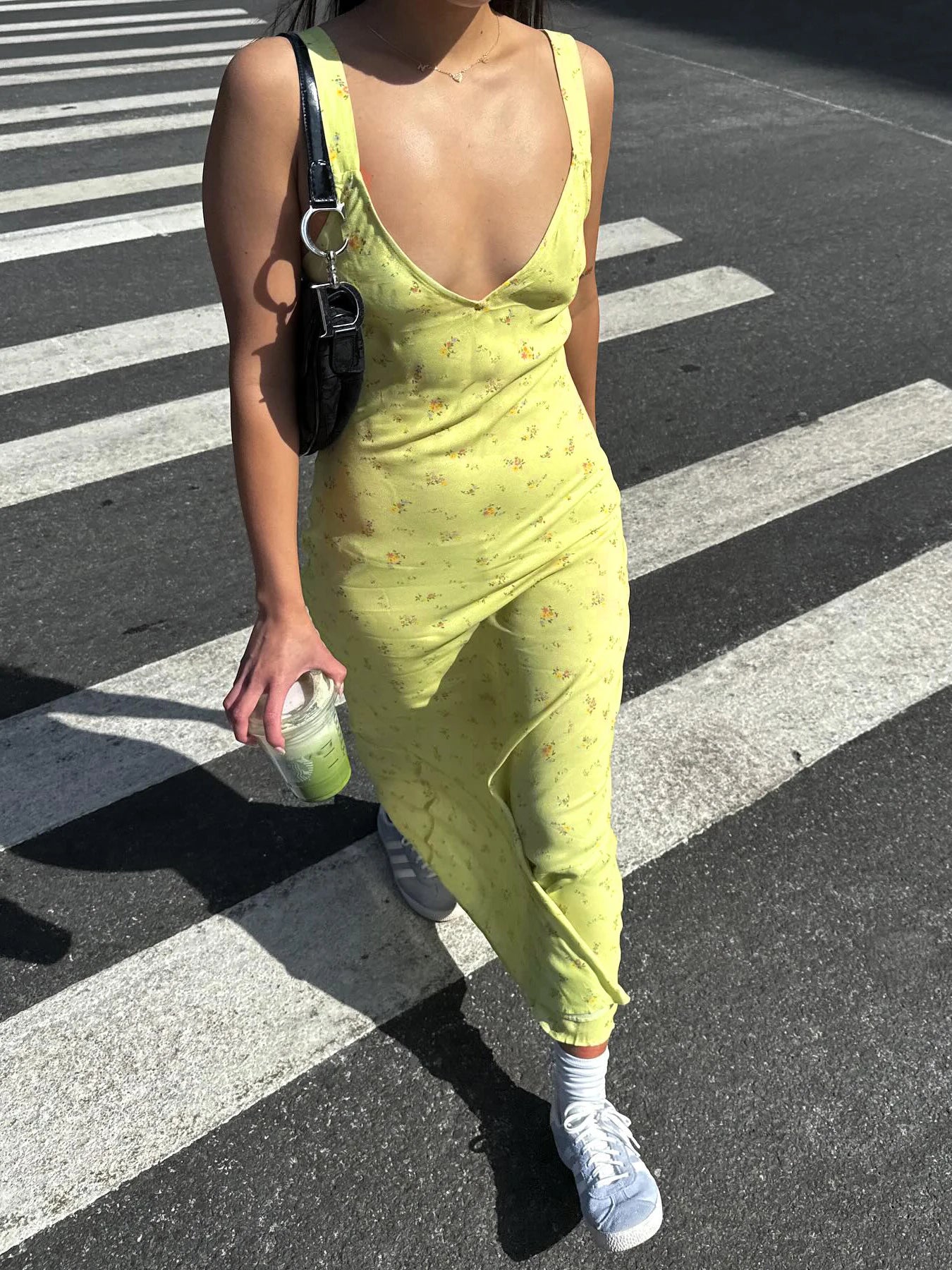 Aiertu Yellow Floral Print Summer Vacation Beach Dresses For Women Sleeveless V Neck Elegant Sexy Boho Mermaid Dress Aiertu