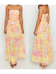 Aiertu - Women s Floral Print Maxi Dress Sleeveless V-Neck Empire Waist Summer Dress with Ruffle Hem and Adjustable Straps Aiertu