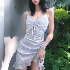 Aiertu - Strap bow knot V-neck dress Aiertu