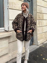 Aiertu Autumn Leopard Jacket Coat Women New Arrivals O Neck Single Breasted Jacket Casual Female Coat Aiertu