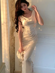 Aiertu - Women's Evening Dresses Elegant Swinging Collar Sleeveless Bodycon Birthday Party Midi Dress Female Clothing Vestidos Aiertu