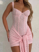 Aiertu - Sexy Sleeveless Short Lace Dress Women's Bandage Pink Party Gowns 2025 Summer High Waist Bodycon Green Evening Dresses Clubwear Aiertu