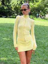 Aiertu - Retro Zipper Knitted Cardigan Jacket Women's 2026 Autumn New Twist Slim Sweater Female Fashion Short Solid Color Outwear Aiertu