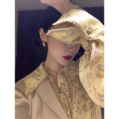 Aiertu Vintage Floral Shirts Women Streetwear Print Long Sleeve Chiffon Blouses Summer Ladies Elegant Loose All Match Tops New Aiertu