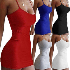 Aiertu Summer Street Bodycon Dress Sexy Short Dress Nightclub Dress for Women Tight-Fitting Wrap Hip Over-The-Knee Sleeveless Dresses Aiertu