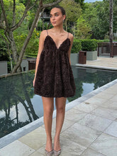 Aiertu - Vintage Deep V Neck Solid Women Dresses Fluffy Mesh Solid Female Mini Dress 2025 Fashion Sexy Flower Backless Lady Vestidos Aiertu
