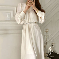 Aiertu - Round Neck Shiny Dress Aiertu