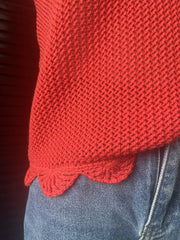Aiertu - Knitted Tank Top in Red Sleeveless Round Neck Crochet Vintage Vest Ruffle Edging Tops 2024 New in Summer Woman Clothing Aiertu