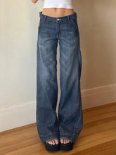 Aiertu Grunge Vintage Streetwear Mid Waist Wide Leg Pants Women American Retro Sexy High Street Hip Hop Slim Jeans Aiertu