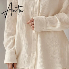 100% Cotton Pyjamas Set Women's Home Clothes Long Sleeve 2 Piece Sets Sleepwear Female Casual Trouser Suits Pajamas Solid Aiertu