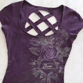 Aiertu - Retro Gothic new printed purple back hollow women T-shirt Y2k slim fit and slim summer fashion design short top Aiertu