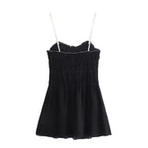 Aiertu - Bow Ruffles Pleated Mini Dresses Women Sweet Backless Spaghetti Strap Dress 2026 Summer New Female Fashion Robes Outwear Aiertu