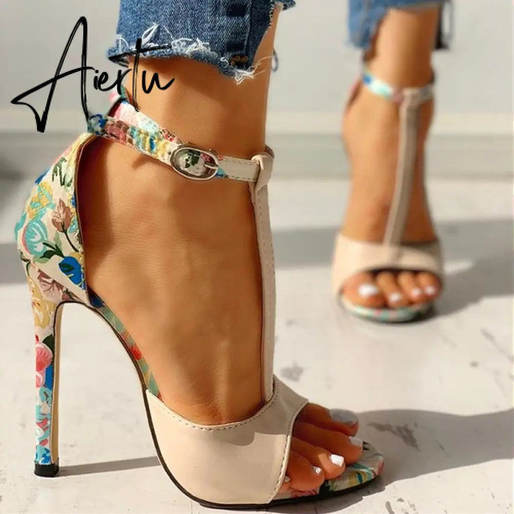 10cm Super High Heels Ladies Increased Stiletto Open Toe Sandals with Heel Women's Shoes Womens Fashion Summer Sexy Aiertu