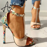 10cm Super High Heels Ladies Increased Stiletto Open Toe Sandals with Heel Women's Shoes Womens Fashion Summer Sexy Aiertu