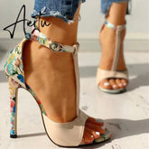 10cm Super High Heels Ladies Increased Stiletto Open Toe Sandals with Heel Women's Shoes Womens Fashion Summer Sexy Aiertu