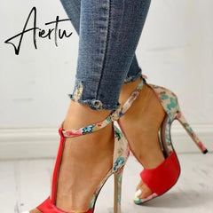 10cm Super High Heels Ladies Increased Stiletto Open Toe Sandals with Heel Women's Shoes Womens Fashion Summer Sexy Aiertu