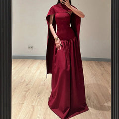 Aiertu - 2025 Elegant Women Strapless Dress With Shawl Fashion Party Sleeveless Back Criss-cross Lacing Slim Fit Ruched Maxi Dresses Aiertu