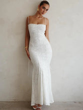 Aiertu - exy Backless Double Layer Women Maxi Dress White Spaghetti Strap Evening Dress Summer Skinny Elegant Party Clubwear Aiertu