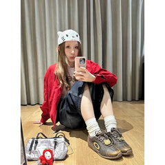 Aiertu - Blue Women's Retro Y2K 2000s Wide Leg Baggy Casual Denim Trouser High Waist Shorts Jeans 2025 Summer Harajuku Calf-Length Pants Aiertu
