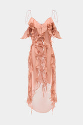 Aiertu - Chiffon Ruffle Slip Sleeveless Maxi Dress Aiertu