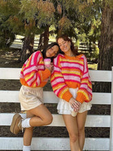 Aiertu - Color Striped Patchwork Sweater Women Round Neck Long Sleeve Cropped Jumpers Autumn New Casual Fashion Knitted Pullover Top 2026 Aiertu