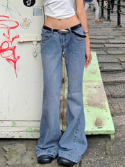 Aiertu Washed Low Waist Mopping Boyfriend Jeans Aiertu