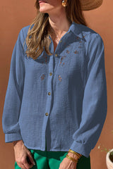 Aiertu -Casual Hollow Out Turndown Collar Blouses(4 Colors) aiertu