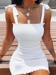 Aiertu Sexy Women's Bodycon Dress 2025 New Summer Fashion White Sling Strapless Folds Mini Slim Pencil Print Tank Dresses For Women Aiertu