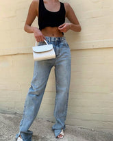 Aiertu going out outfits Street High Waist Floor Split Jeans Loose Slimming Straight Mop Draping Trousers aiertu