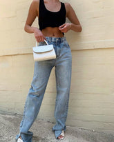 Aiertu going out outfits Street High Waist Floor Split Jeans Loose Slimming Straight Mop Draping Trousers aiertu