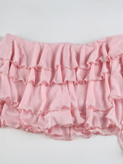 Aiertu -Irregular Mesh Multi-Layer Mini Skirt aiertu
