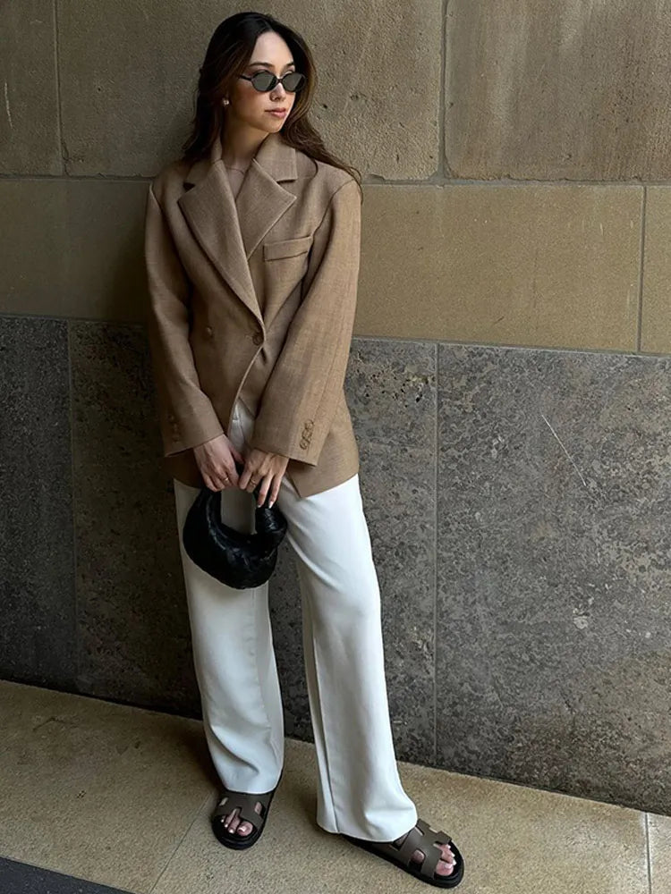Aiertu - Fashion Lapel Buttons Suit Jacket 2026 Women Solid Long Sleeve Office Lady Blazer Casual Coat Autumn Female Commuting Outerwear Aiertu